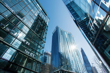 Fototapeta na wymiar NEC Company Office Glass Building in London Cityscape
