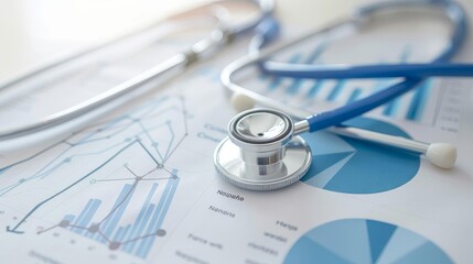 An analytical overview of healthcare business graphs and medical examination results - obrazy, fototapety, plakaty