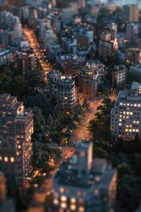 Obraz premium A stunning aerial view of a city at night, perfect for urban landscapes
