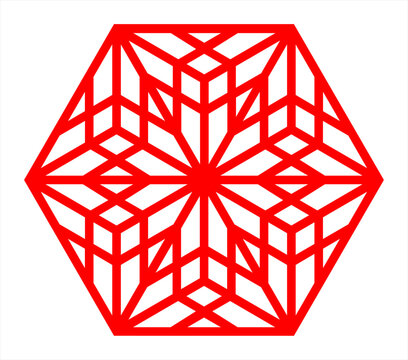 Traditional hexagonal Japanese woodworking paravane seamless pattern