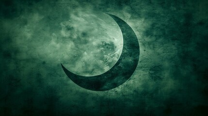 Obraz na płótnie Canvas green crescent moon, cinematic, atmospheric, foggy, mysterious, gloomy, grunge