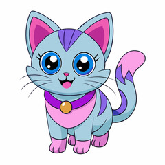 Cute Kawii kitty vector illustration