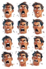 Cartoon faces with a variety of expressions. Suitable for various design projects