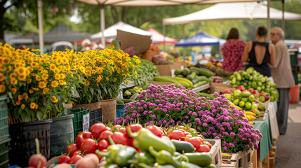 Fototapeta na wymiar Fresh Produce at Vibrant Local Farmers Market