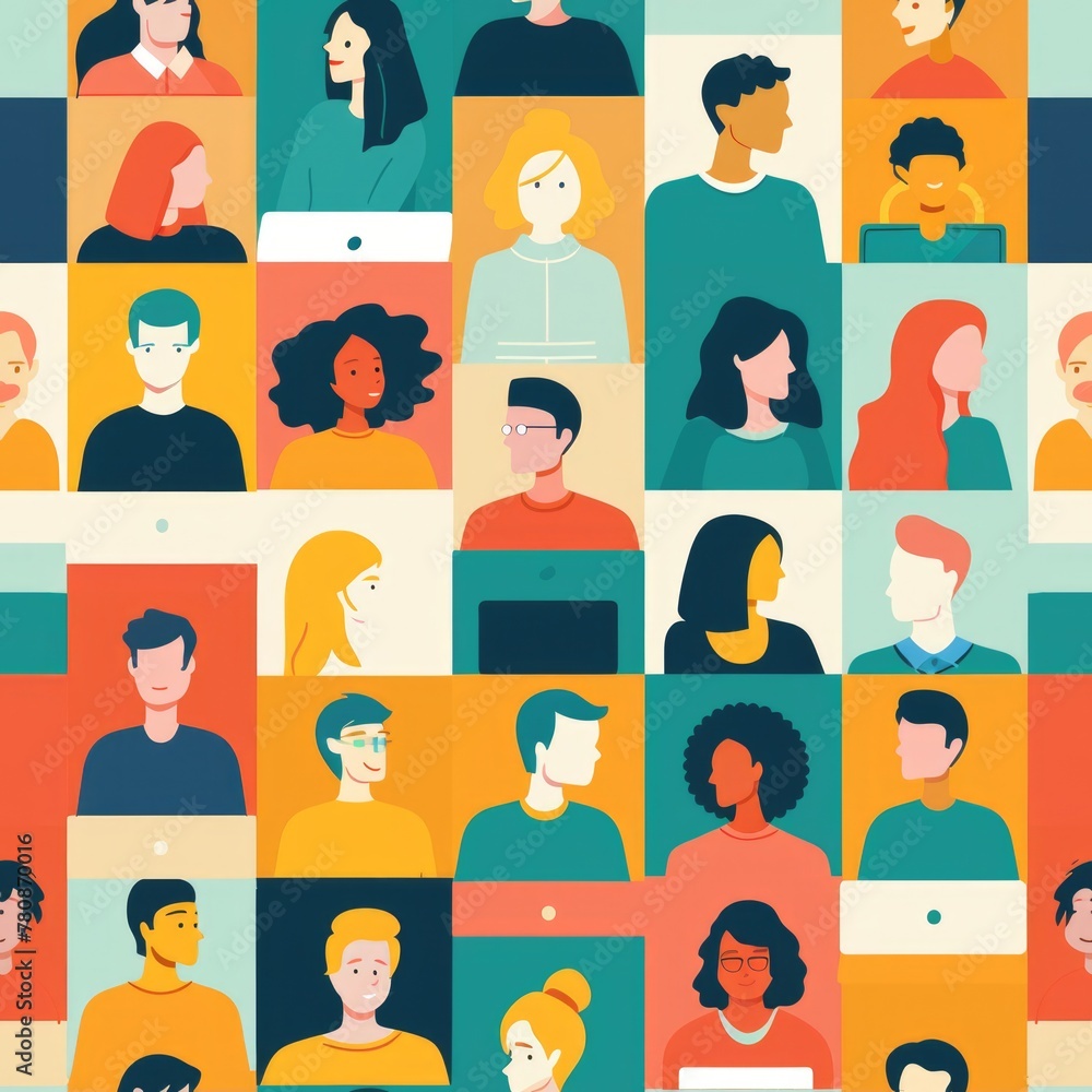 Poster a large group of people with different faces. suitable for various concepts and themes