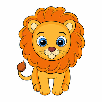 Cute Cartoon Lion Vector