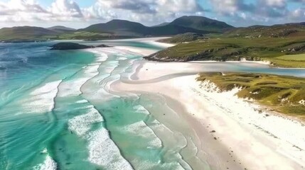 Beautiful deserted beach seen from a drone, generated with AI