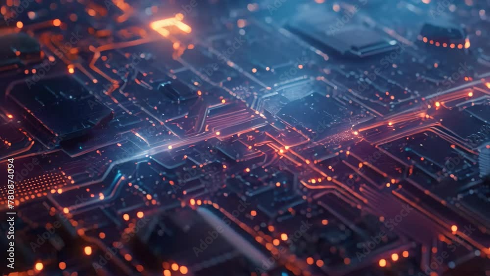 Poster close-up of a computer circuit board, an abstract background of microchips and circuit lines, ai gen