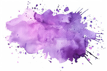 Transparent watercolor-style pastel violet splash, versatile for enhancing different projects with a subtle artistic flair. White background.