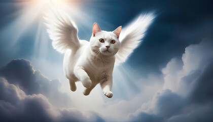cat in the sky flying to heaven, pet death