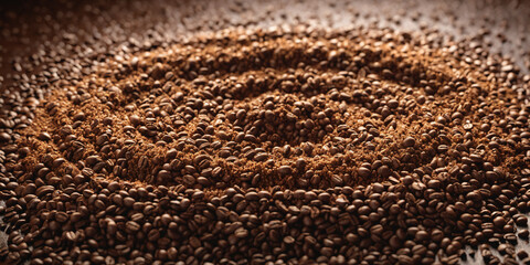 Grinding and Pulverizing Coffee Beans Extreme Close Up Macro Artistic Style