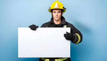 firefighter holding a blank board, international firefighter's day