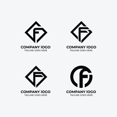 F  logo set flat design template collection