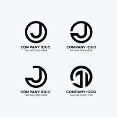J  logo set flat design template collection