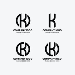 K  logo set flat design template collection