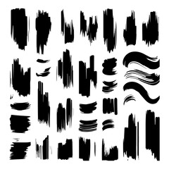 Set of vector paint brush stroke, ink splatter and artistic design elements. Dirty watercolor texture, box, frame, grunge background, splash or creative shape for social media. Abstract drawing.