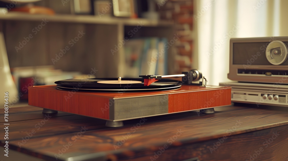 Wall mural a classic vinyl record player