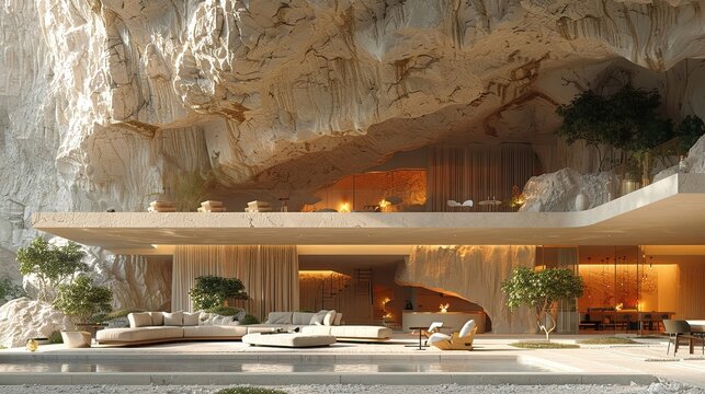 In the barren landscape of a former quarry innovative homes are carved directly into the rock face