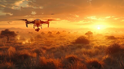 In the vast savannah a conservation team uses a drone to drop food and water to injured animals in inaccessible areas