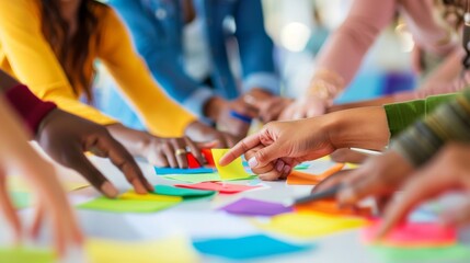 Team Brainstorming with Colorful Notes