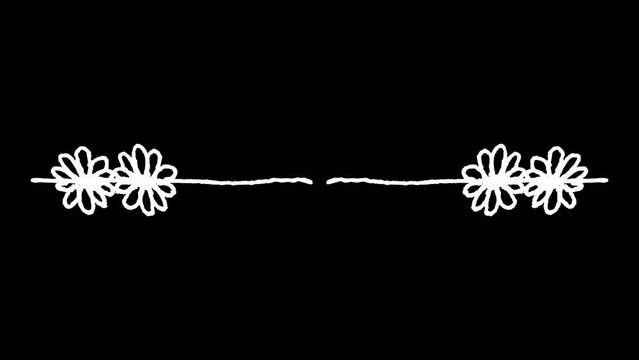 White wiggly hand drawn flower border decoration doodle overlay animation 3