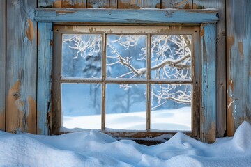 snowy window view