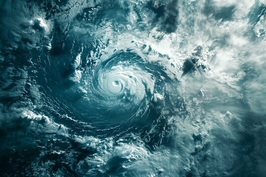 Top-down view of a hurricane revealing the massive scale and spiraling cloud bands