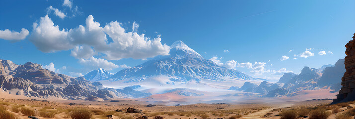 Sacred Solitude: An Enthralling Portrayal of the Majestic Mount Sinai amidst Bleak Desert...