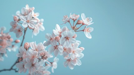 Fototapeta na wymiar Close-up photography of cherry blossoms with an emphasis on simplicity and elegance. Hanami Sakura Blossom Festival