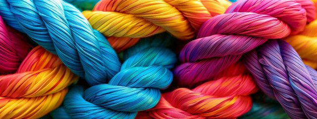 Together, diverse teamwork strength support unity communicate team rope connect partnership , Empower power cooperation background color concept symbolizing the power and strength community. pride