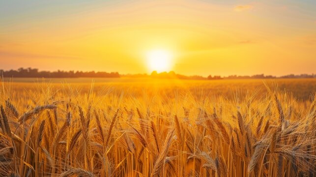 Fototapeta A Golden Wheat Field at Sunset