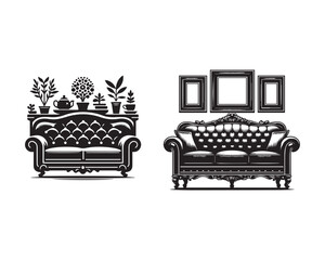 sofa silhouette vector icon graphic logo design