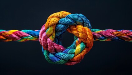 Together, diverse teamwork strength support unity communicate team rope connect partnership , Empower power cooperation background color concept symbolizing the power and strength community. pride