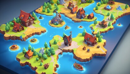 Fantasy world map, RPG - Generative AI