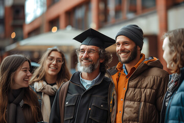 Fototapeta premium Joyful Graduation Celebration With Family in Urban Setting