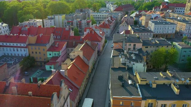Old Town Dluga Street Brzeg Aerial View Poland