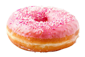 Pink Frosted Donut With Sprinkles on White Background