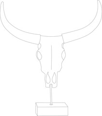Bull skull with horns, native americans sign, flat illustration isolated on the white background 