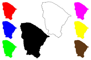 Ceara (Region of Brazil, Federated state, Federative Republic of Brazil) map vector illustration, scribble sketch Ceará map