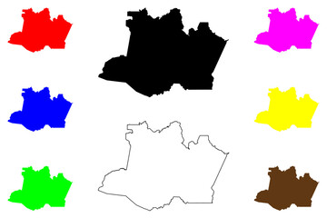 Amazonas (Region of Brazil, Federated state, Federative Republic of Brazil) map vector illustration, scribble sketch Amazonas (Brazilian state) map