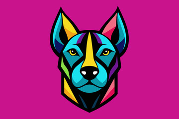 Silhouette vector design of a colorful Dog head 