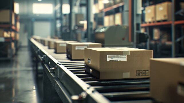 Conveyor Belt in Modern Warehouse