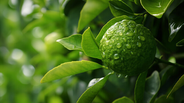 Zbliżenie na zielony owoc bergamotki