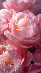Dewy Pink Peonies, Soft Light, Romantic Floral Background