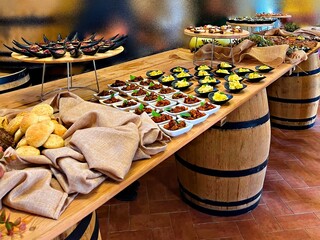 banquet of Sicilian cuisine appetizers in Italy