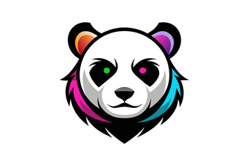 Silhouette vector design of a colorful logo panda head icon 