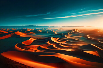 Wüsten Dünen bei Sonnenuntergang - Faszinierende Sandlandschaft - obrazy, fototapety, plakaty