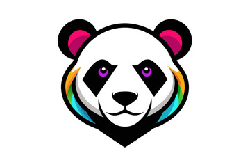 Silhouette vector design of a colorful logo panda head icon 