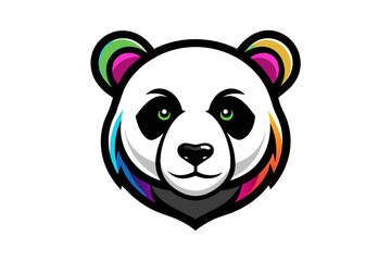 Silhouette vector design of a colorful logo panda head icon 