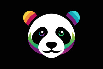 Silhouette vector design of a colorful logo panda head icon 